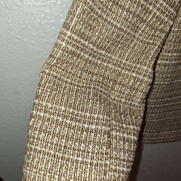 Alfred Dunner  Sz 14 Gold Tan Beige Tweed Blazer Jacket W/Pockets - Picture 4 of 9